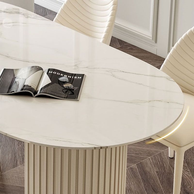 Traditional Luxury Dining Table White Stone Oval Dining Table for Home