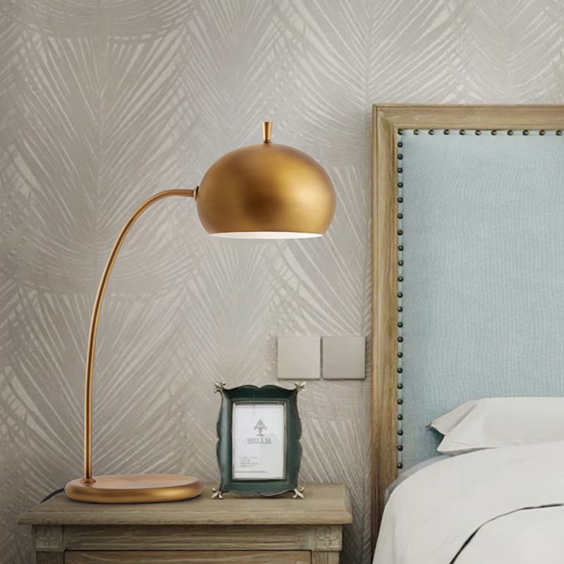Metal Dome Nightstand Light Modernism 1 Light Brass Night Table Lighting for Bedroom