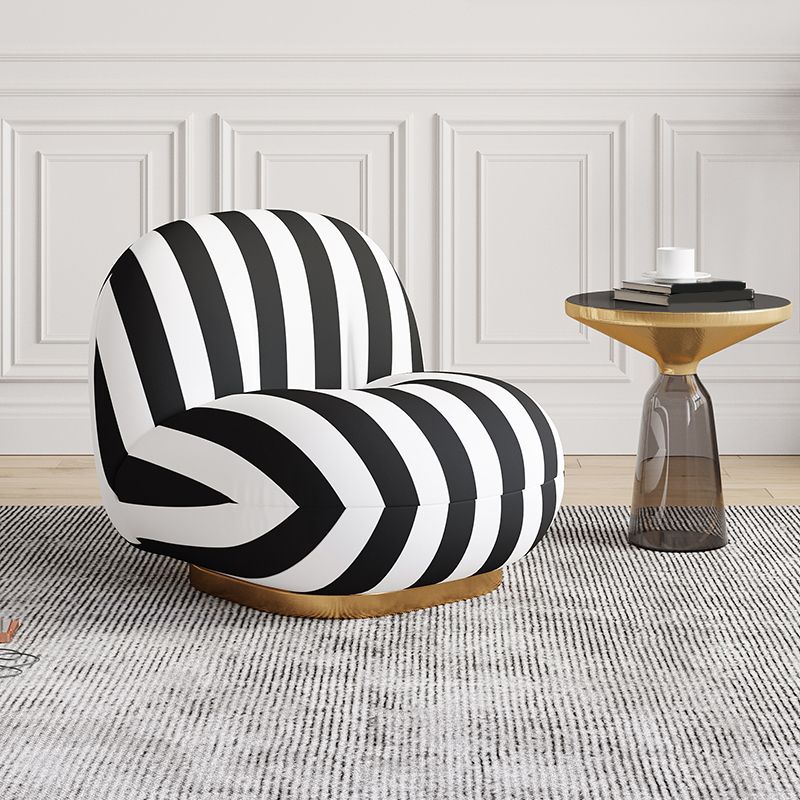 Solid Wood Chair Round Base Style Lounge Accent Chair for Living Room
