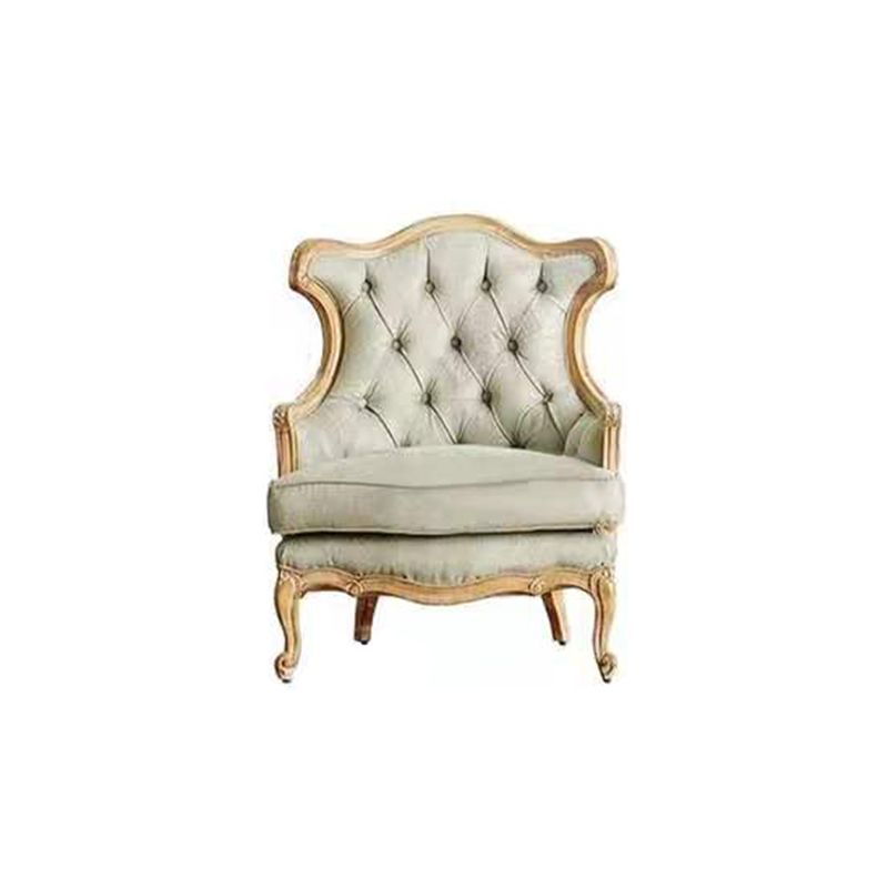 French Country Sofa Wooden Tufted Split-Back Settee for Living Room
