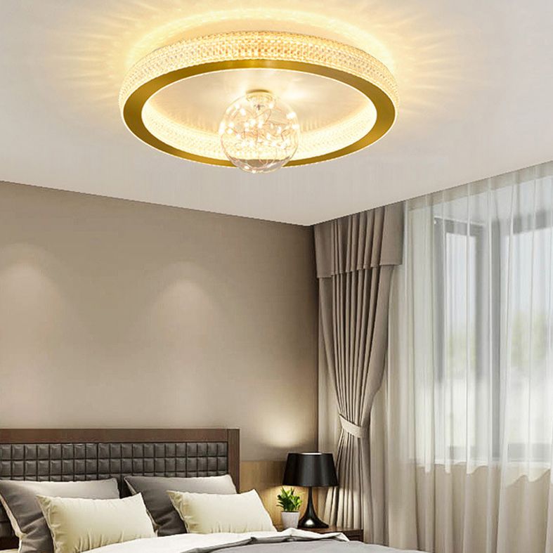 Gouden ronde inbouwlamp, moderne LED-plafondlamp van acryl met bolglazen kap