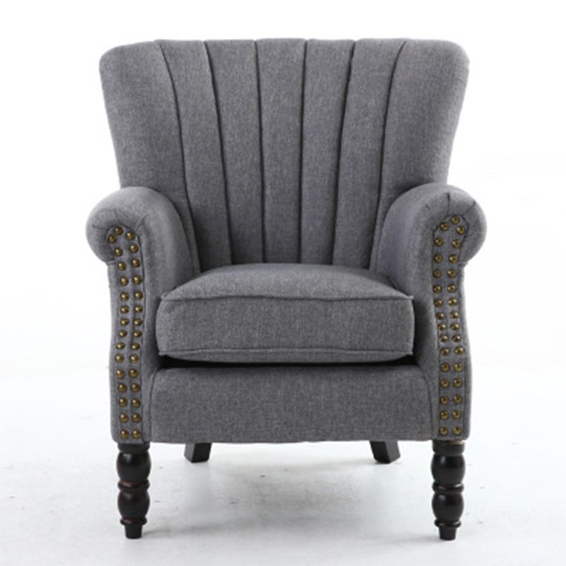 Modern 29.5"W Rolled Arms Nailhead Trim Single Sofa Chair with Sewn Pillow Back