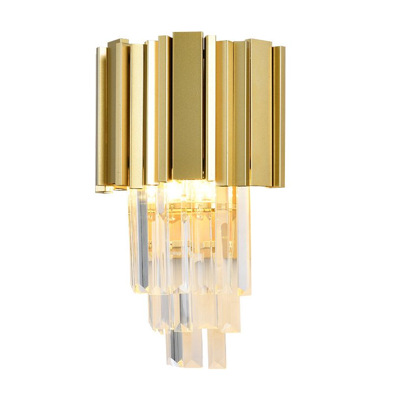 Crystal Geometric Shape Wall Light Modern Style 2-Lights Wall Light Sconce in Gold