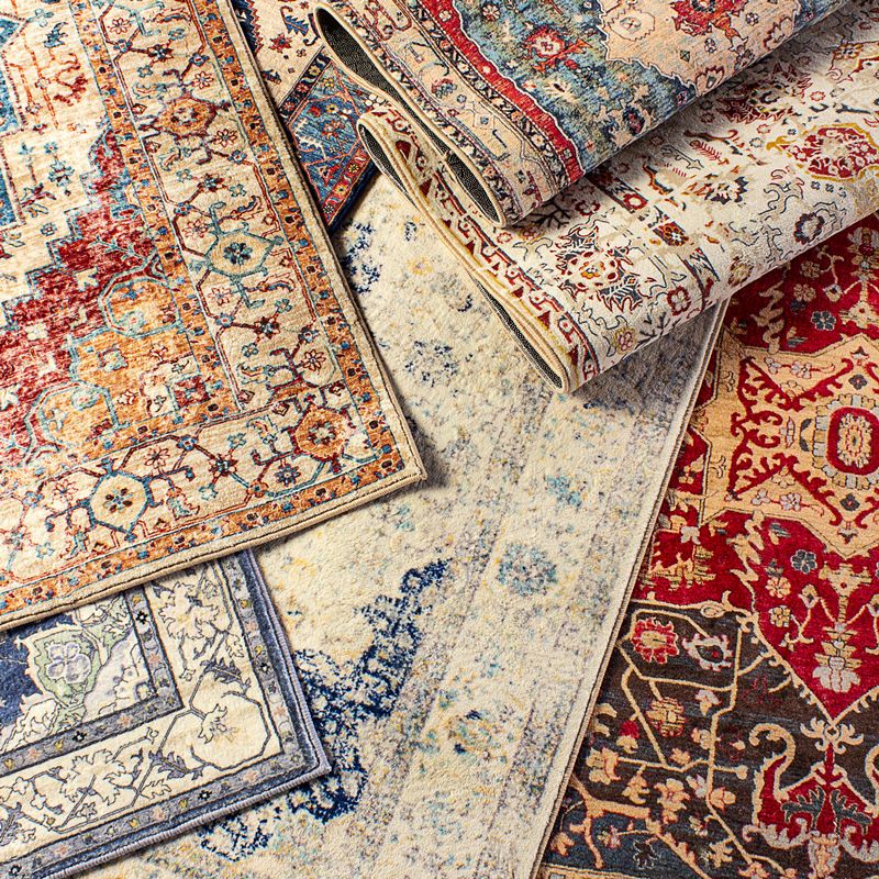 Green Tone Moroccan Area Carpet Polyester Moroccan Print Indoor Rug Easy Care Carpet for Living Room