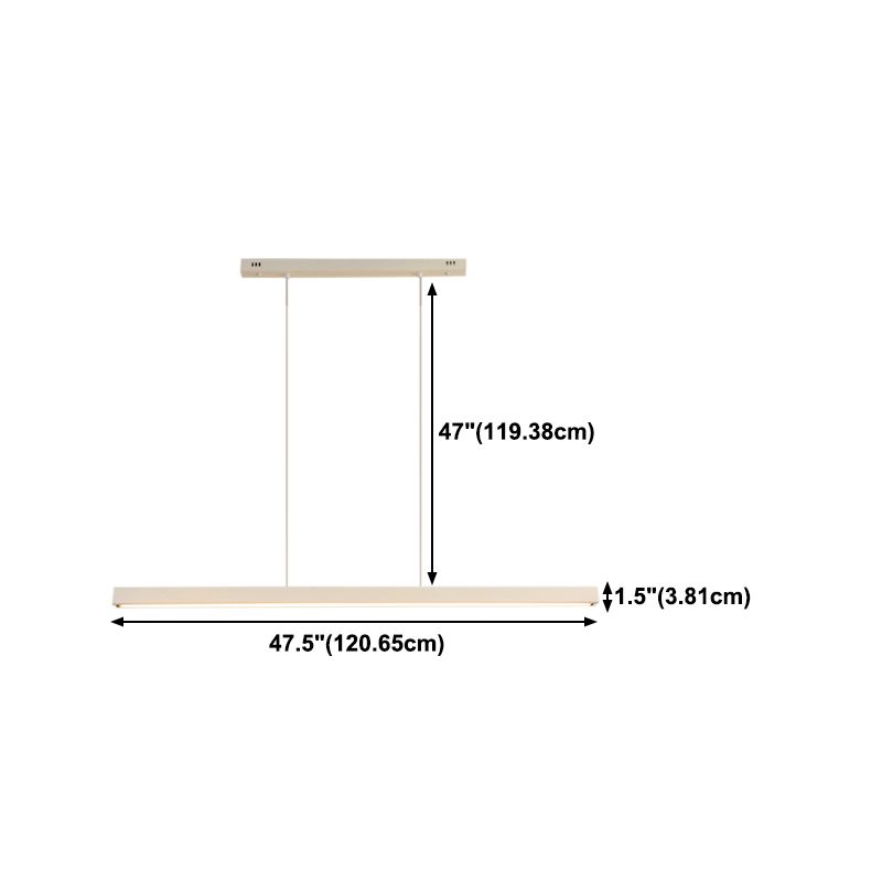 Modern Metal Pendant Lighting Linear Shape Hanging with Acrylic Shade Light in White