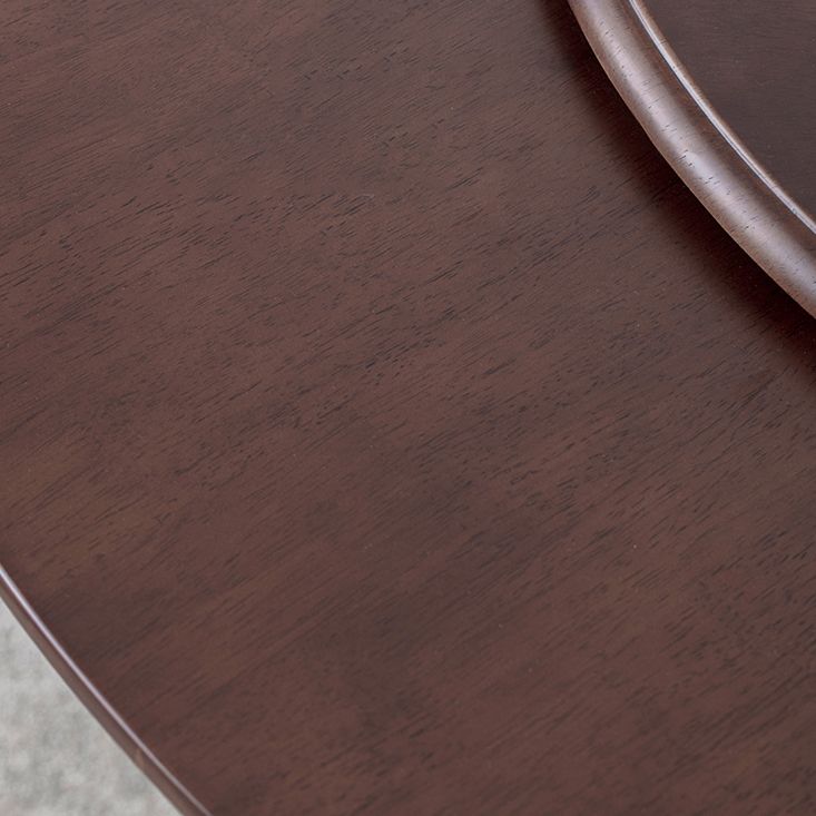 Rotatable Wooden Round Table in Brown Rubber Wood Dining Table with Pedestal