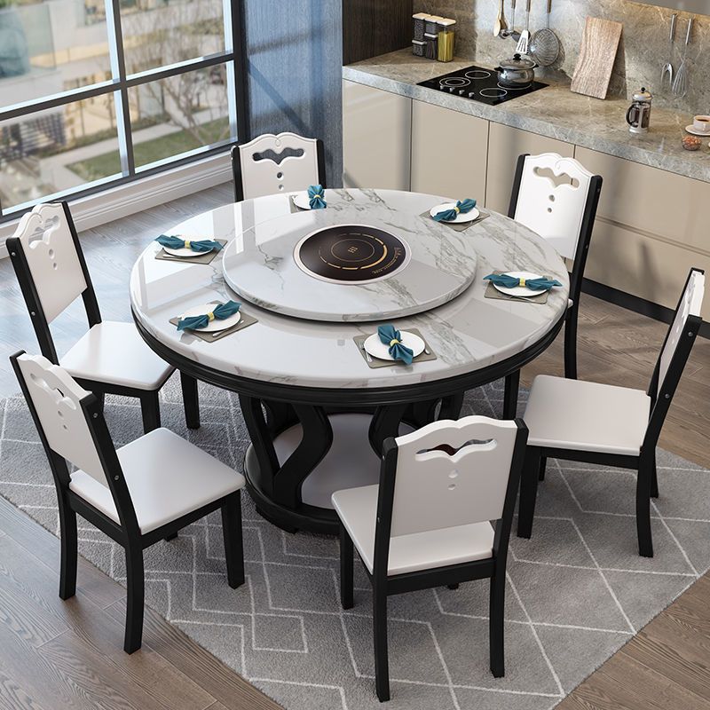 Solid Wood Base Table Convertible Dining Table for Kitchen Dining Room