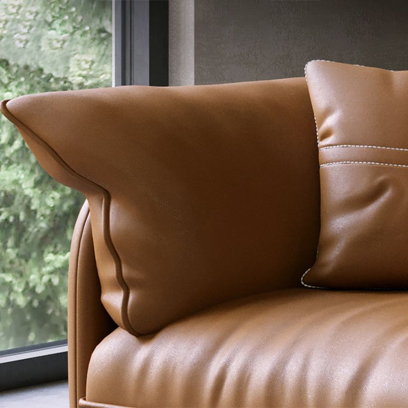 Modern Genuine Leather Living Room Cushions Pillow Top Arm Settee
