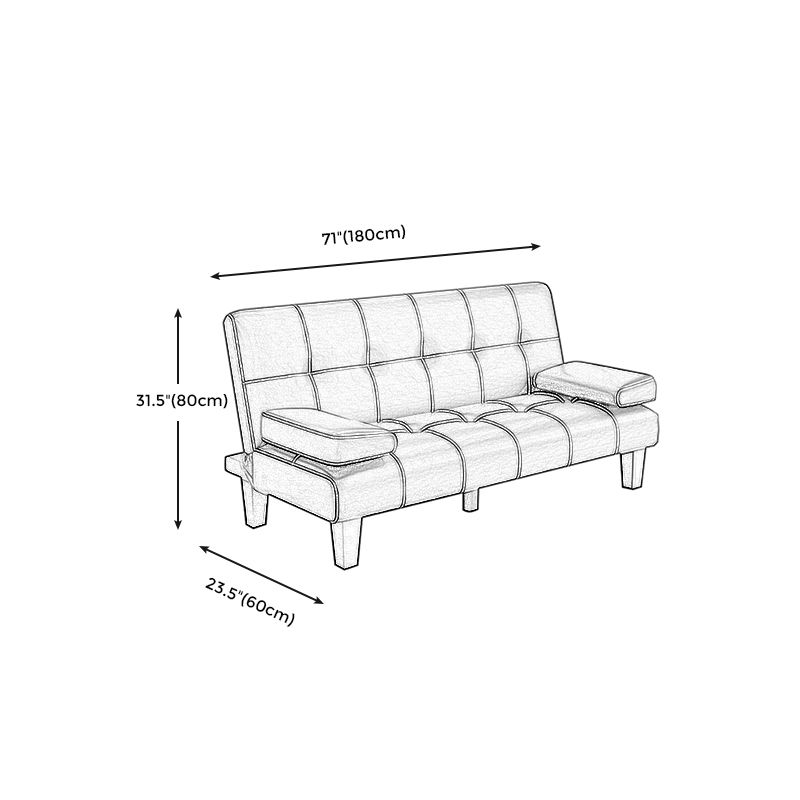 Contemporary Faux Leather and Velvet Reclining Convertible Settee Couch