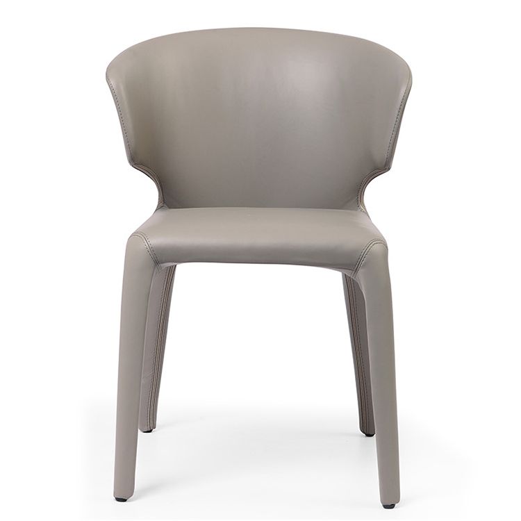 Silla de comedor individual con respaldo de ala y acabado mate de sillón de cuero estilo diseñador