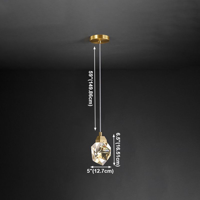 Lampe à suspension géométrique en cuivre LED moderne LED avec nuance de cristal