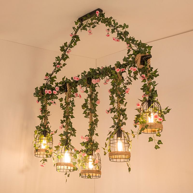 Black Hanging Island Light Industrial Retro Metal Pendant Light