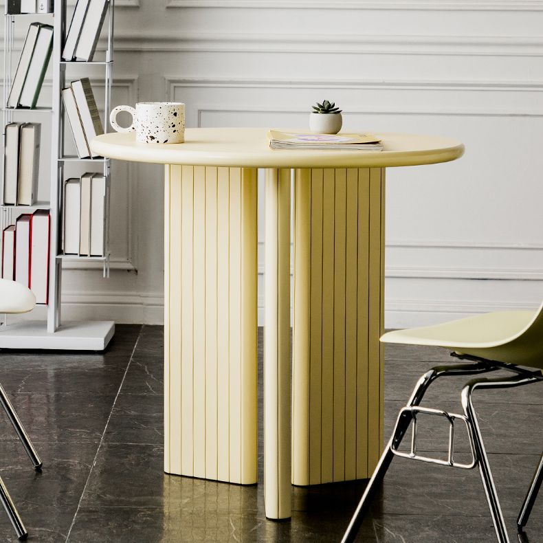 Rectangle Dining Table Engineer Wood Table in Yellow and White