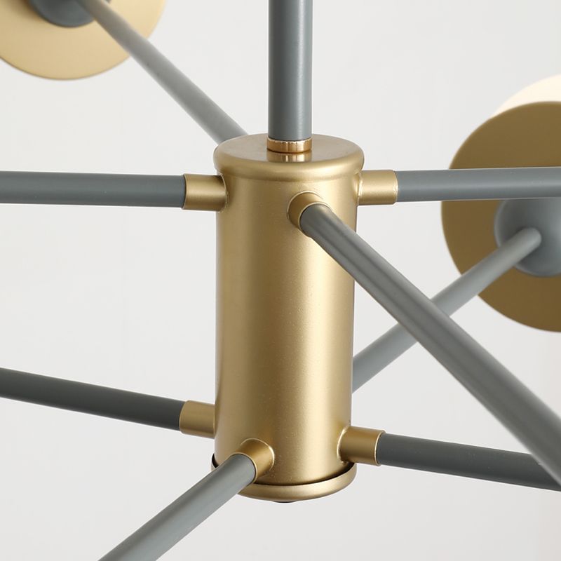 Simplicidad contemporánea de 8 luces Candelier de vidrio Reduce Metal Diseño de estilización molecular de iluminación Colgante