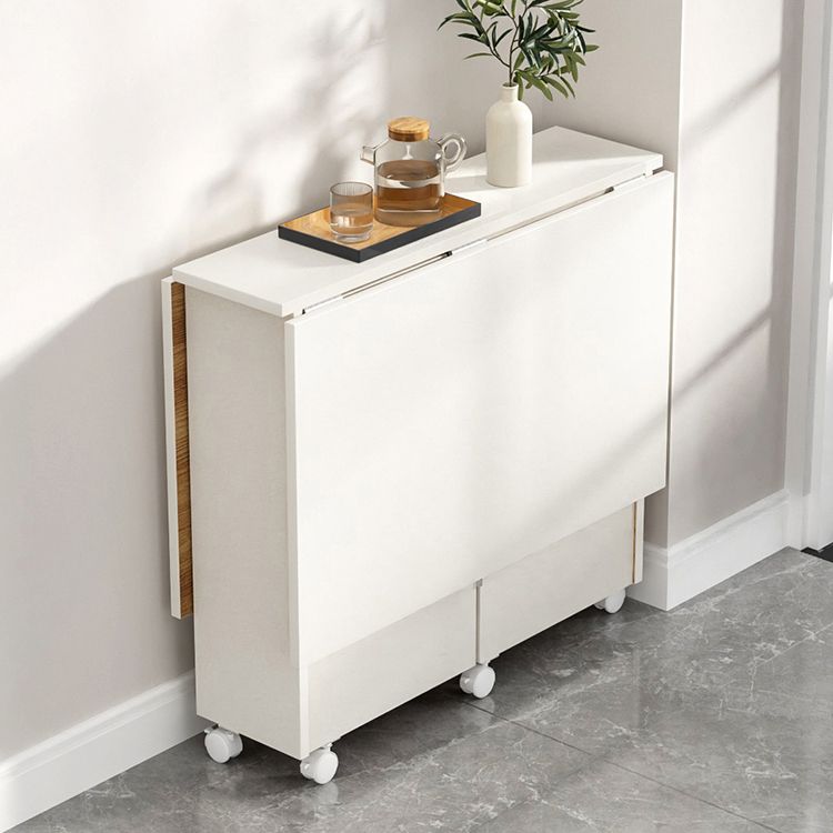 Modern Folding Dining Table Rectangle Wooden Tabletop with Storage