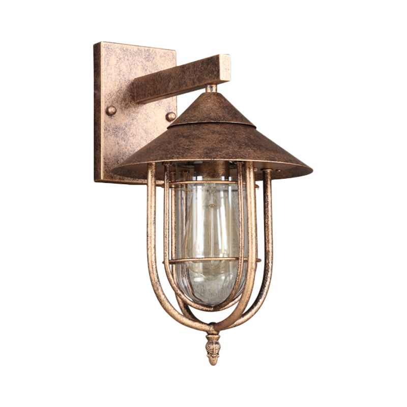Verre transparent noir / bronze mur suspendu capsule lumineuse 1 lumière de style vintage de la lampe avec cage métallique
