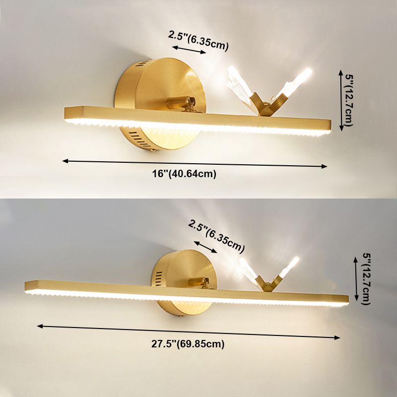Modern Copper Linear Wall Mount Light Fixture 1-Light Wall Lamp for Bathroom