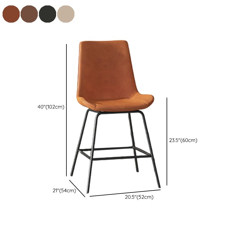 Leather Contemporary Counter & Bar Stools Matte Finish Indoor Stools with Metal Frame
