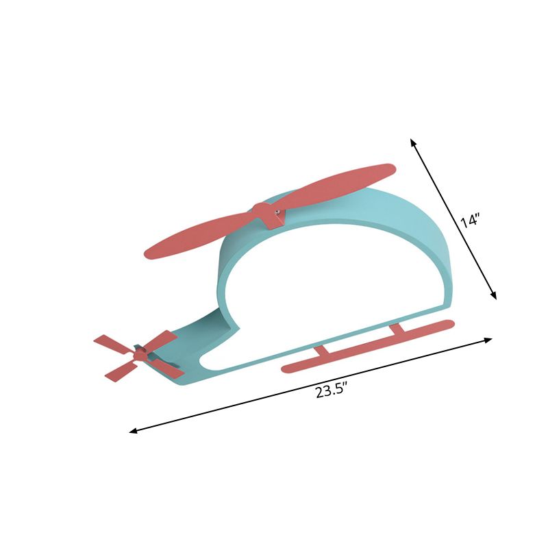 Blauer Hubschrauber Flushmount Beleuchtung Cartoon Style LED Metall Deckenbefestigung Licht mit Acryldiffusor
