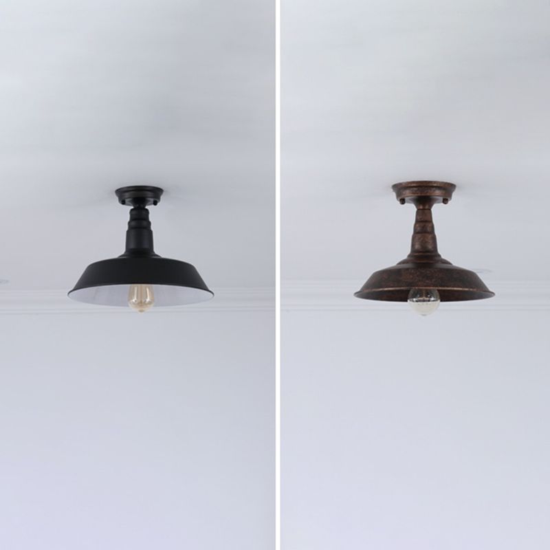 Plafonnier en fer de style industriel, 1 ampoule, plafonnier noir/marron