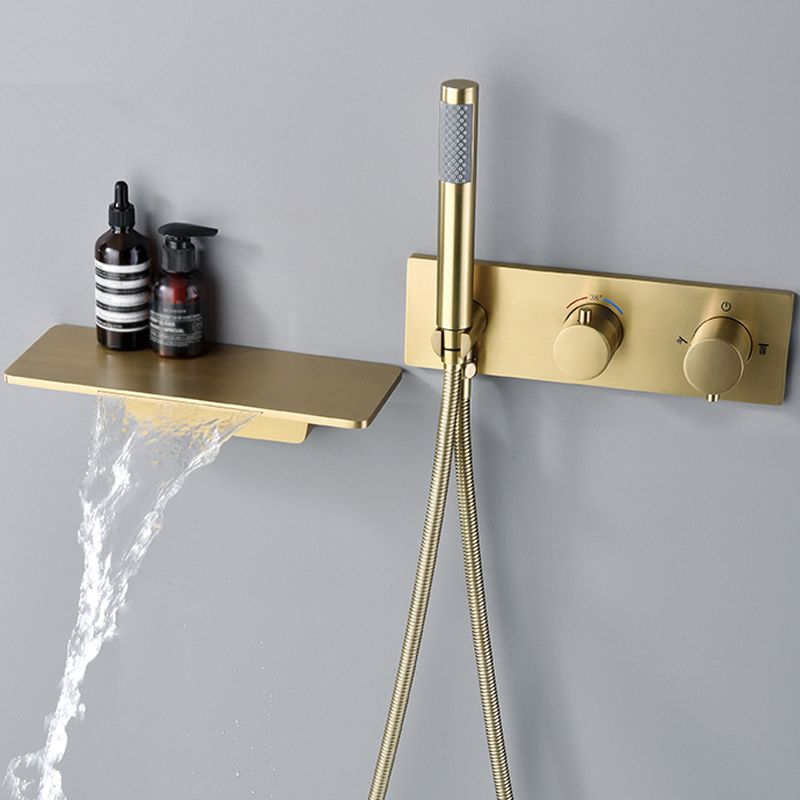 Modern Shower System Brass Temperature Control Fixed Shower Head Shower Combo