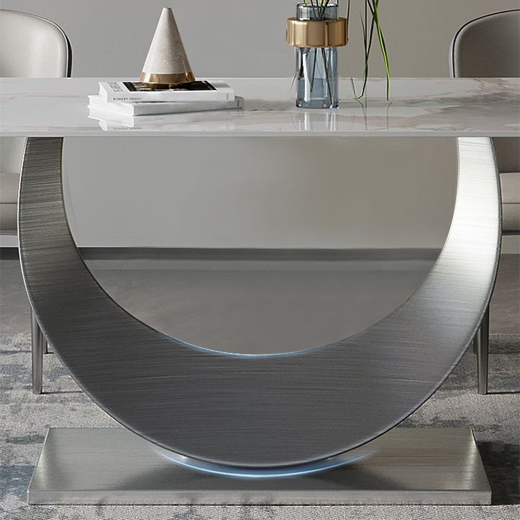 Nordic 1/4/5/7 pezzi Set da pranzo rettangolare Sinterizzato Sinterato Tavolo da sedie in pelle