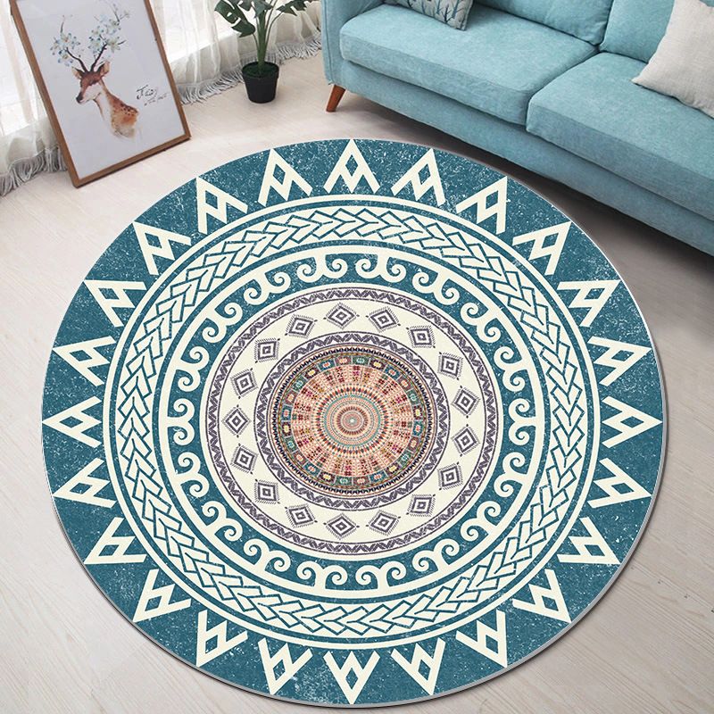 Red Bohemian Rug Polyester Graphic Rug Washable Rug for Home Decoration