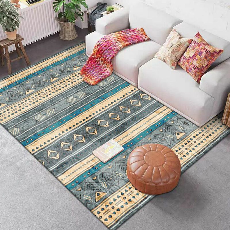 Couleur de décoration de maison mélangée tapis Boho-Chic Siefhead Area Polyester avec tapis de support sans glissement