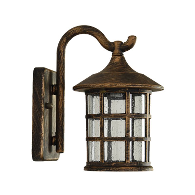 Modern Style Aluminum Wall Light Cage Shape Wall Sconce with Glass for Outdoors