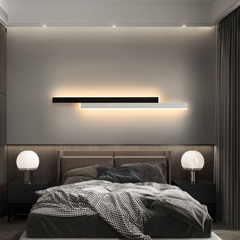 Schwarz-Weiß lineare LED-Wandlicht minimalistische Metallflush-Montierung Wandleuchte für Korridor