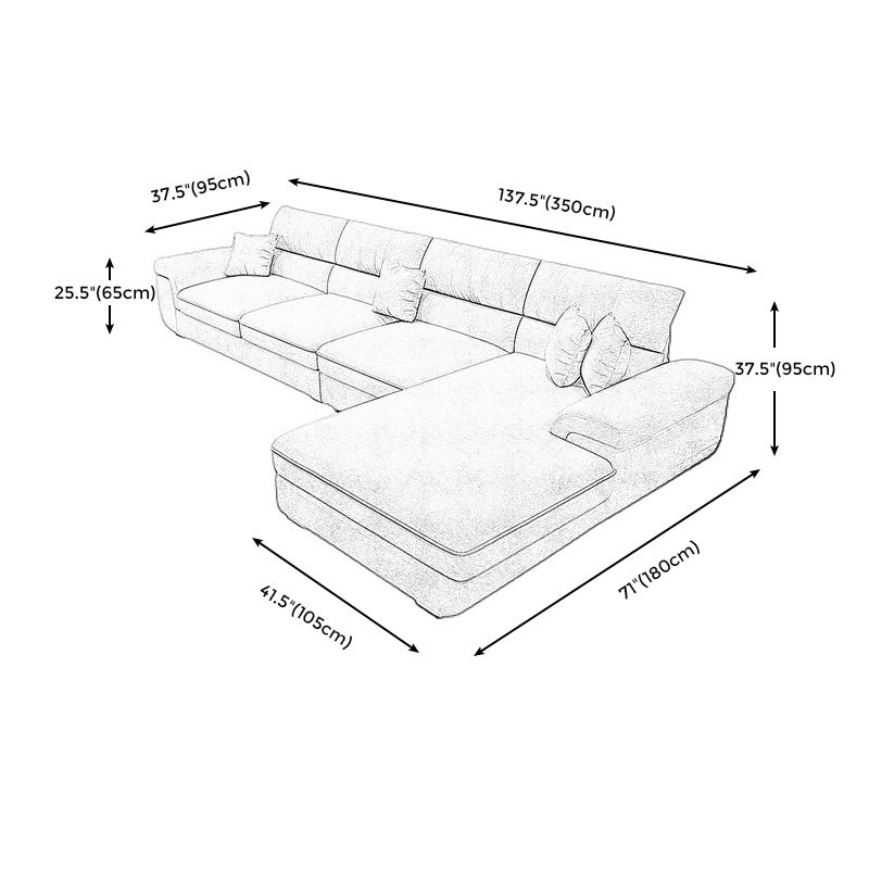 Contemporary L-Shape Modular Sectional Pillow Back Cushion Sofa and Chaise for Apartment