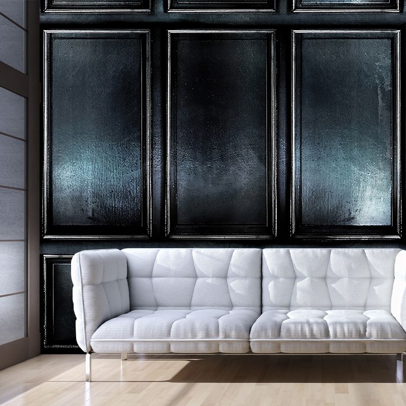 Whole Photography Modern Murals with Faux Cabinet Pattern in Gloss Black for Living Room