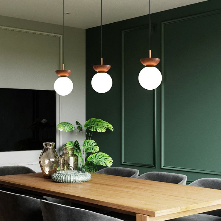 1 Licht 6 "breite Anhänger-Beleuchtungsanlage mit weißem Globus-Glasschatten für das Restaurant