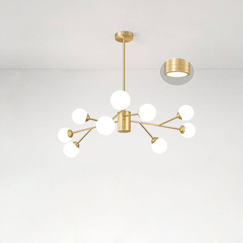 Molekularer Kronleuchter Lampe Nordic Milchglas Wohnzimmer Suspension Licht in Gold