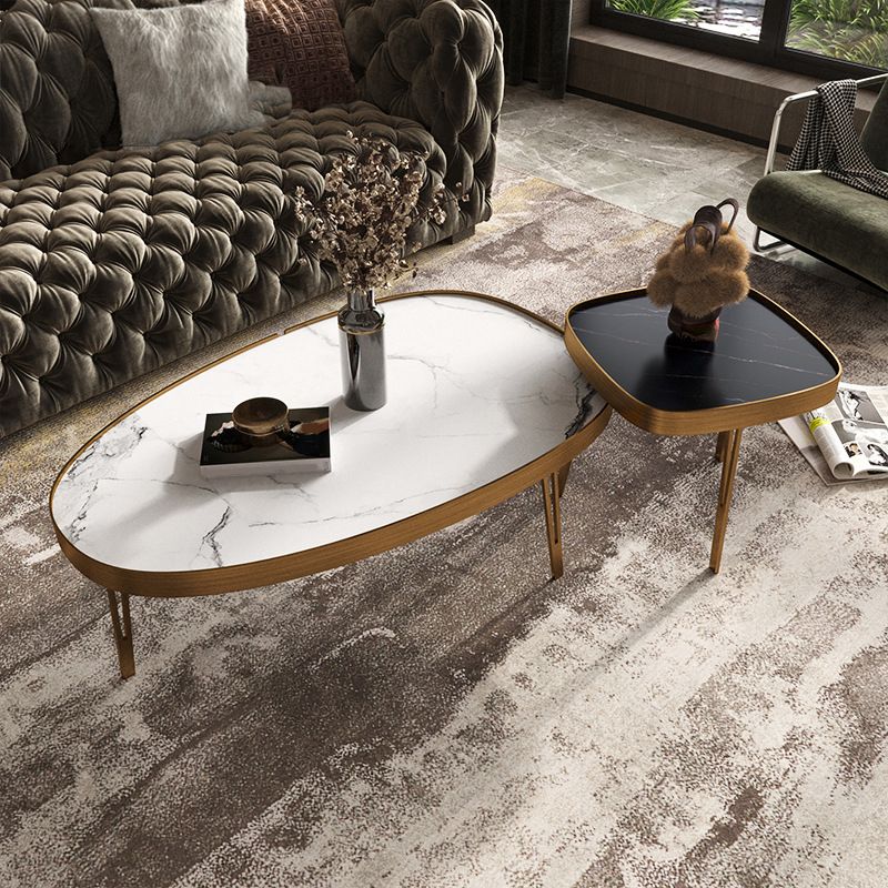 Modern Slate/metal Oval/square Coffee Table for Living Room Cocktail Table