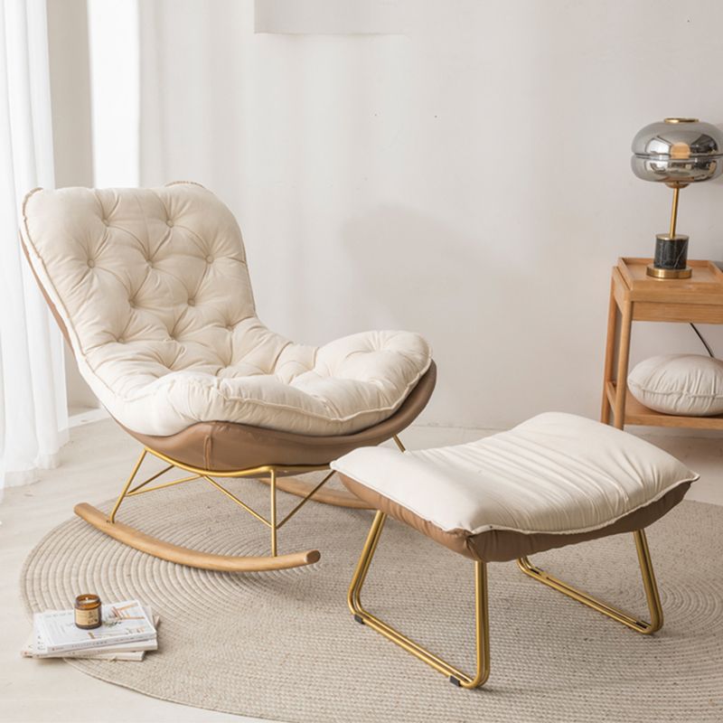 37.4" x 41.3" x 35.4" Rocker Chair Suede and Metal with Seat Cushion Rocker Wingback