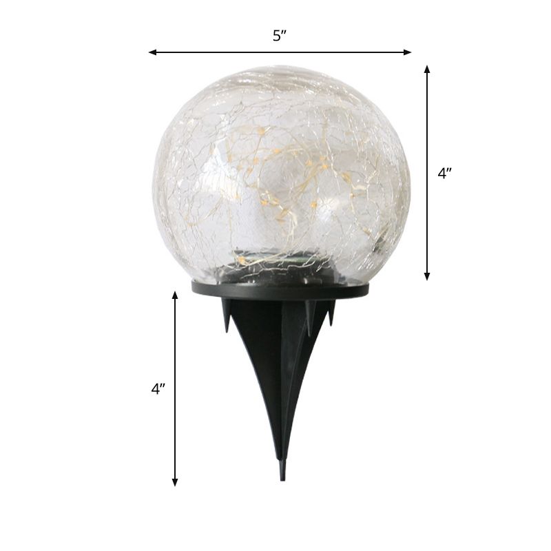 Clear Crackle Glass Buried Light Contemporary Solar LED Underground Lamp for Outdoor