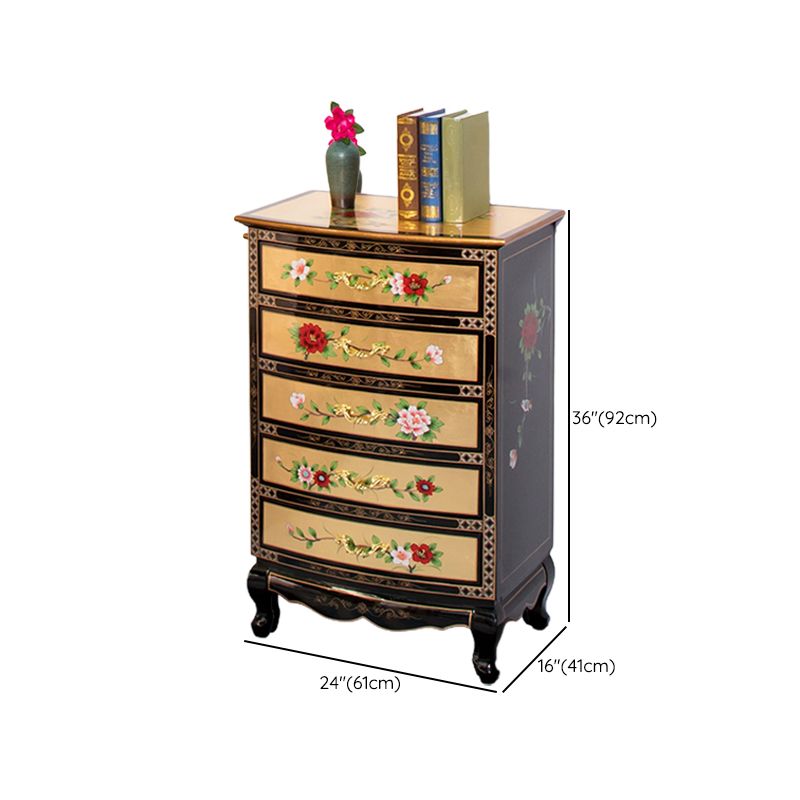 Traditional Storage Chest Solid Wood Storage Chest Dresser with 5 Drawers