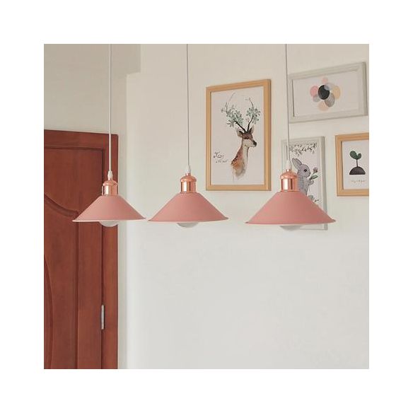 Modernist Style Conical Suspended Lamp 1 Light Metallic Hanging Light Fixture in Black/White for Living Room