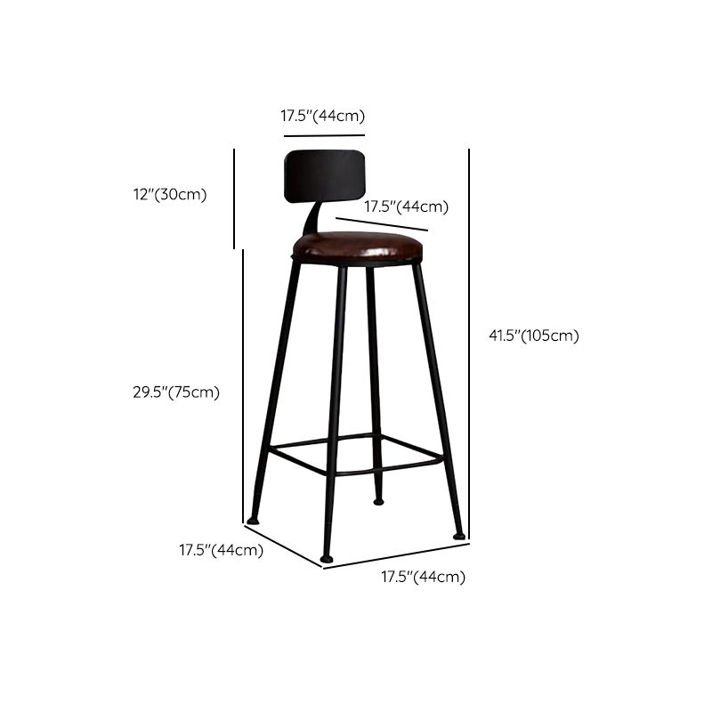 Contemporary Style Counter Stool Living Room Bar Stool with Metal Base