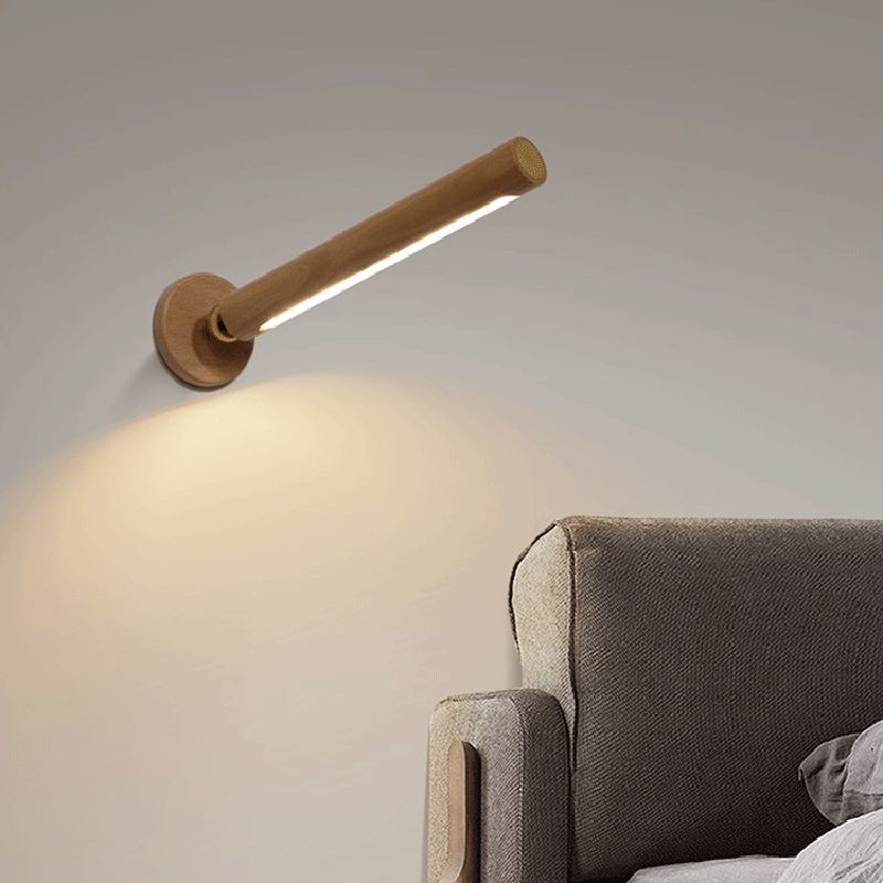 Oplaadbare buisvormige leeswandlamp Eenvoudige stijl houten bedmuurwandsconcurce