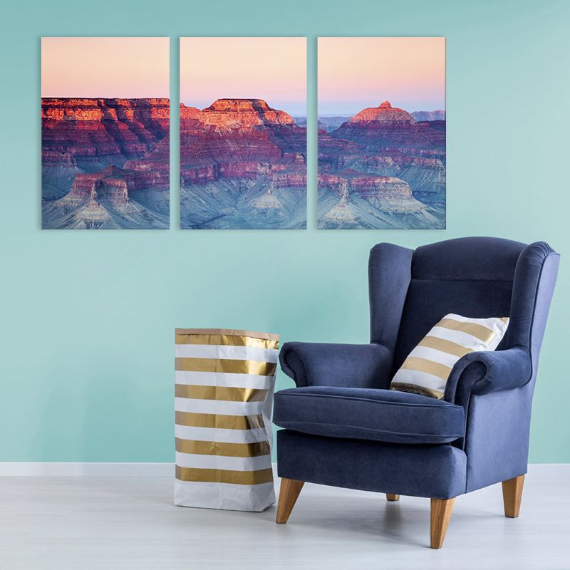Photography Canvas Modern Style Wall Art Print Mountains Landscape in Pastel Color, Set of Three