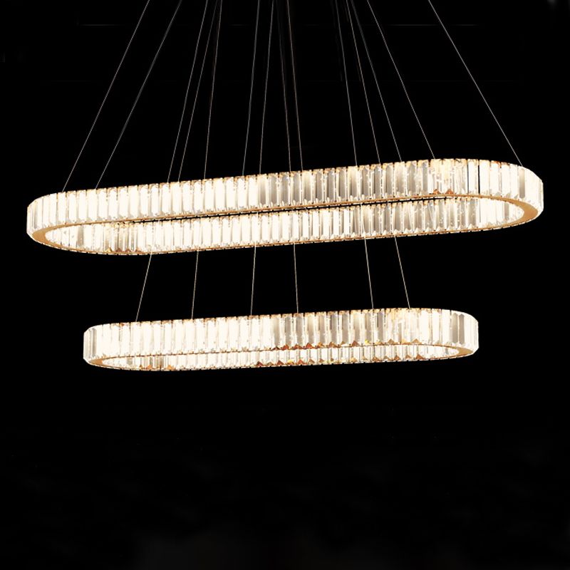 Island Contemporary Light Pendante de l'île en cristal en forme d'ovale pour la cuisine