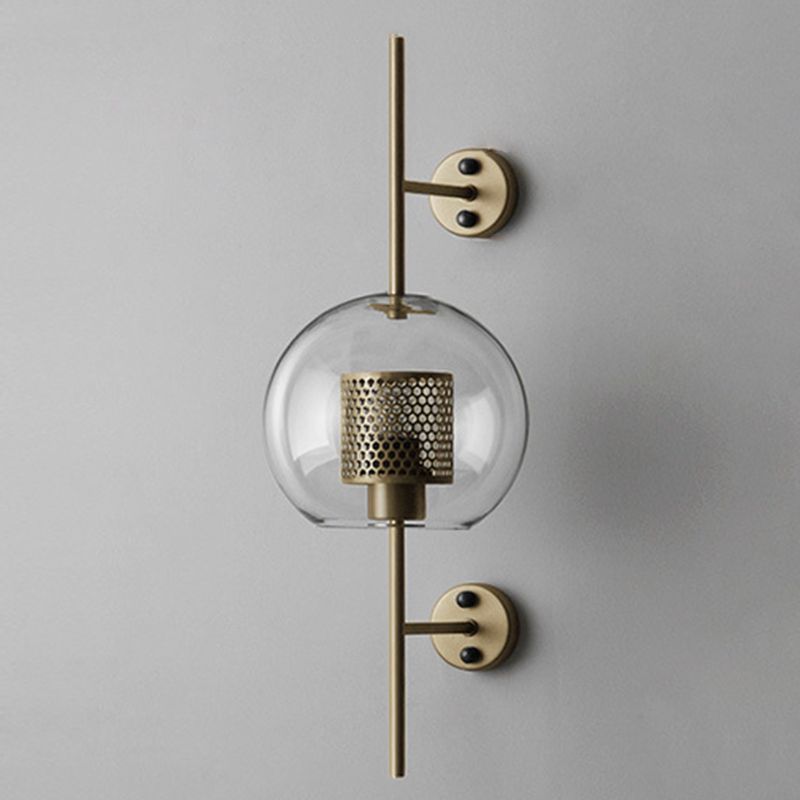Metal and Glass Bath Sconce Industrial 1 - Light Bathroom Vanity Lighting in Gold / Sliver