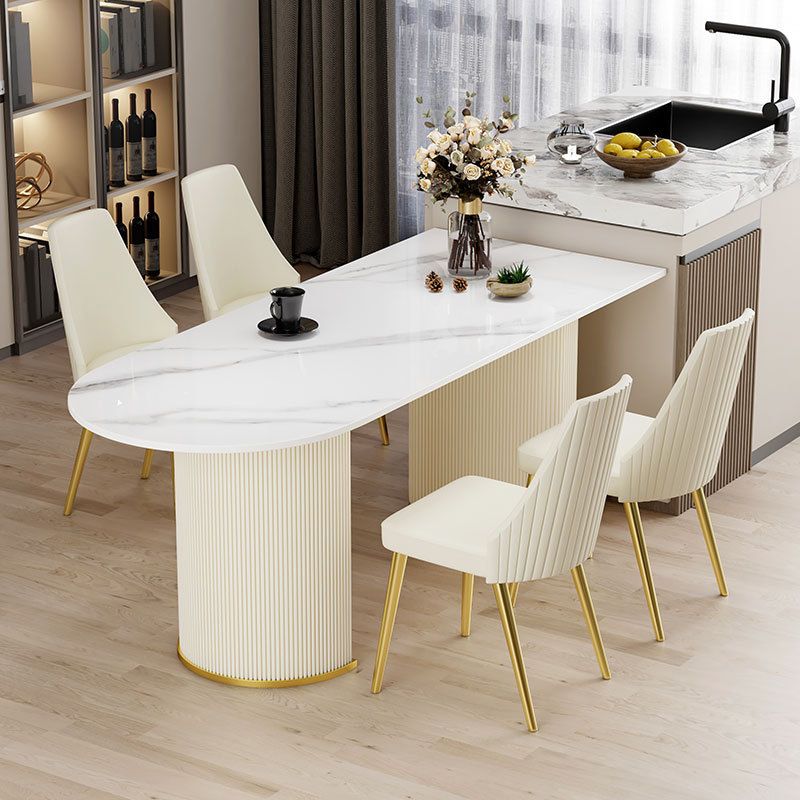 Glam Style Rectangle Table Set 1/2/3/5 Pieces Dining Set with Metal Legs