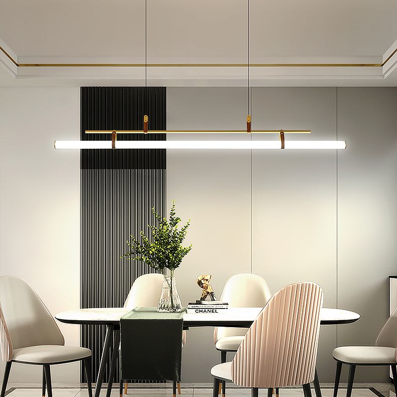 Lineare Metall Island Leuchte moderne Deckenheizlicht für Esszimmer