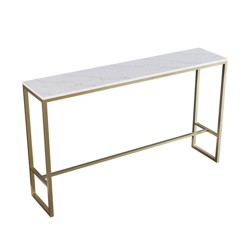 Stone Bar Dining Table Glam Style Rectangle Bar Table with Trestle for Dessert Shop