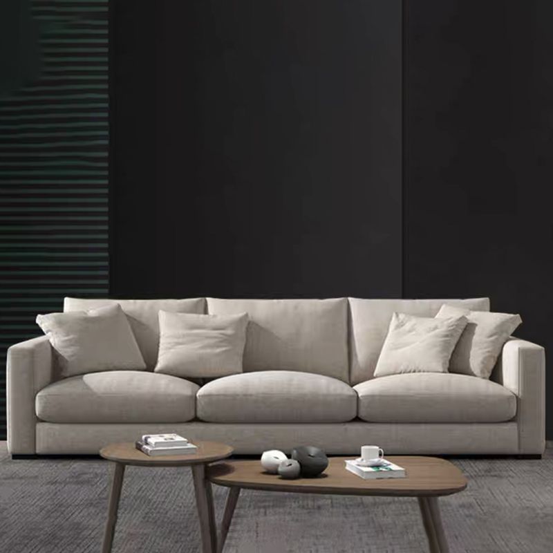 Contemporary Slipcovered Living Room Square Arm Pillows Seating