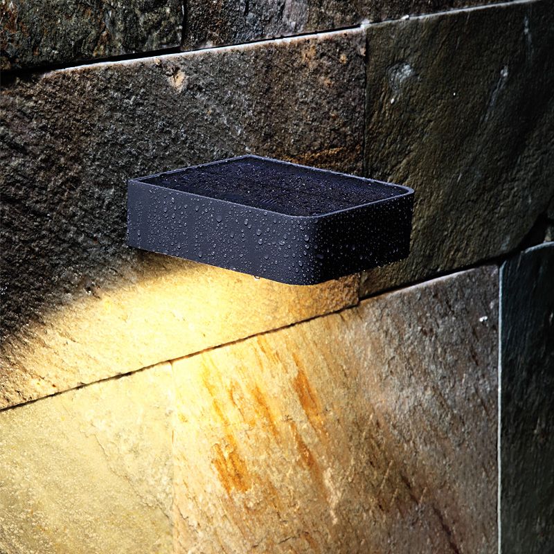 Metal Rectangular Solar Sconce Light Simplicity LED Black Wall Mount Lamp for Patio