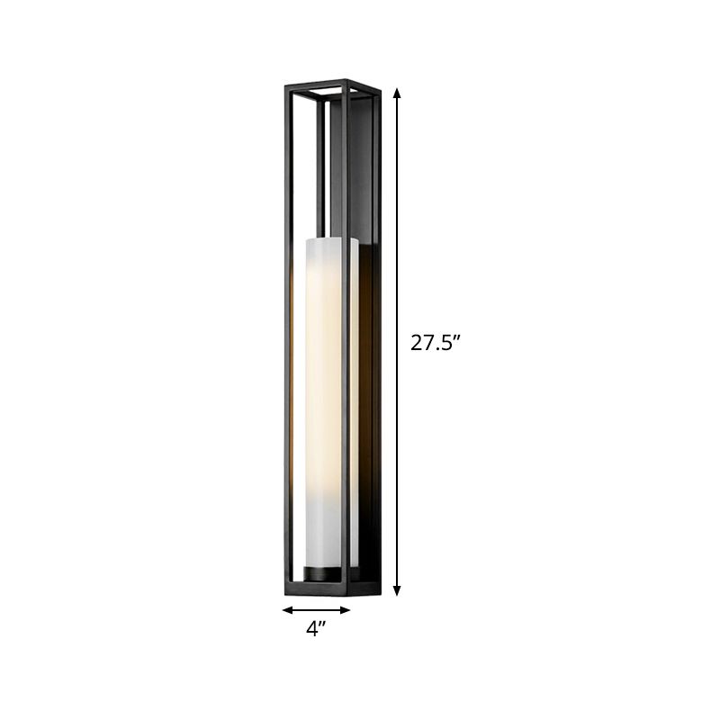 Montaggio a parete tubolare bianco Luce moderna a parete nera a parete nera Sconce con rettangolo posteriore